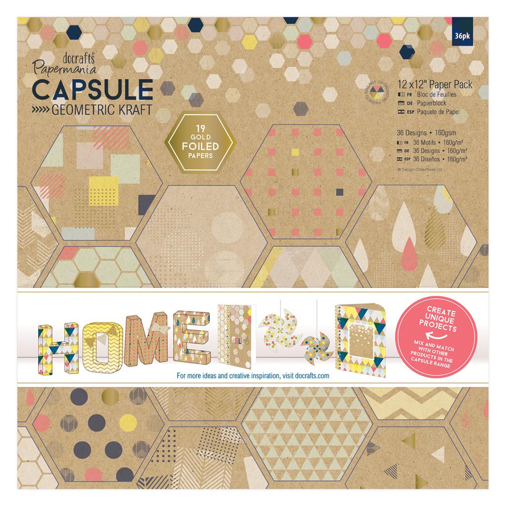 Papermania 12" x 12" Paper Pack - Capsule Geometric Kraft (36sht)