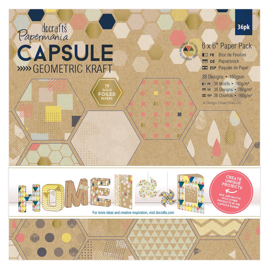 Papermania 6" x 6" Paper Pack - Capsule Geometric Kraft (36sht)