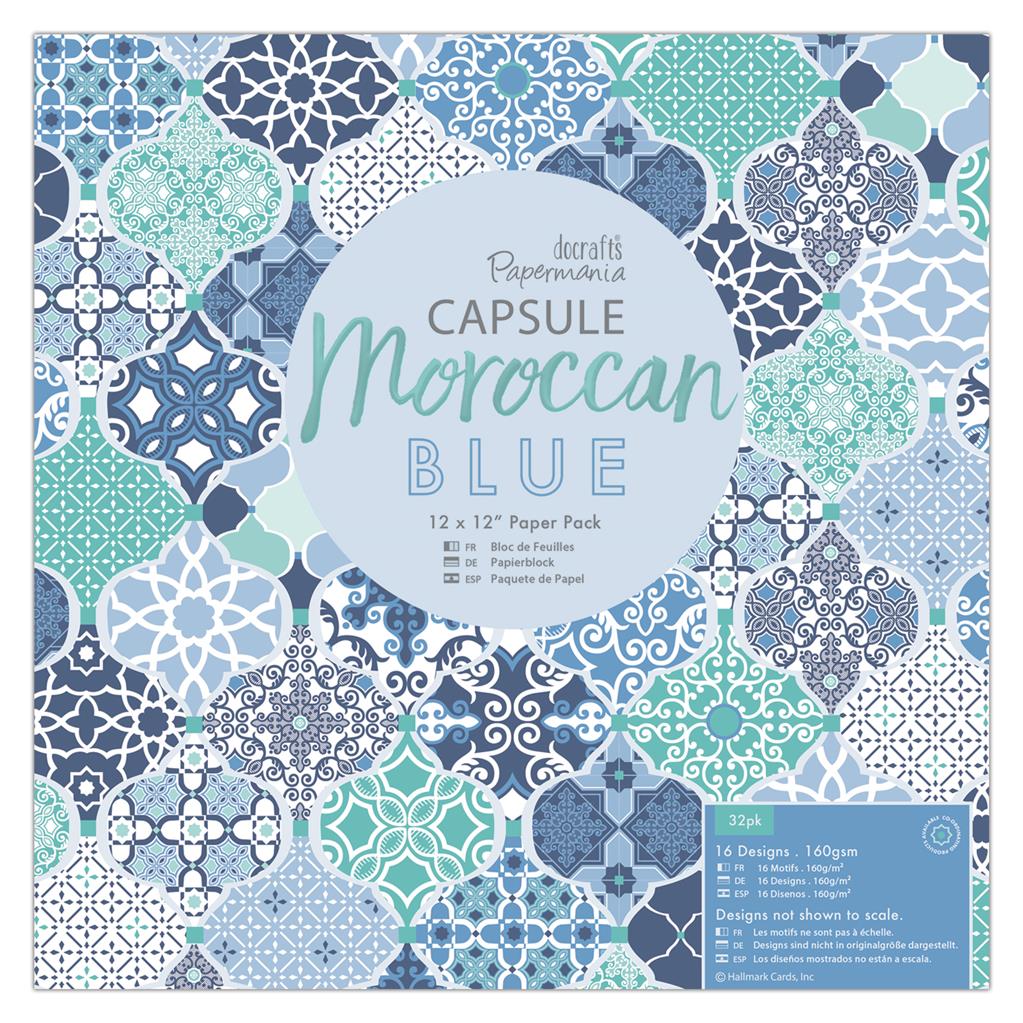 Papermania 12" x 12" Paper Pack - Capsule Moroccan Blue (32sht)