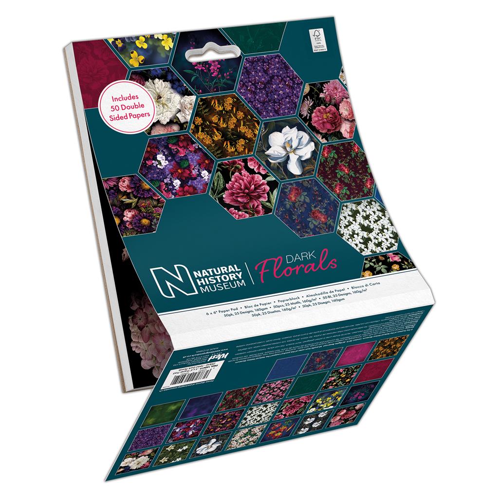 Papermania 6" x 6" Paper Pad - Natural History Museum Dark Florals (50sht)