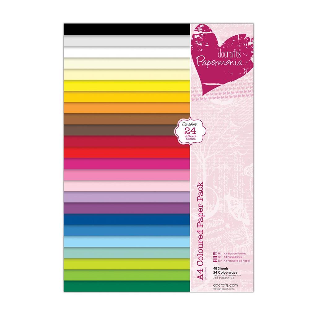 Papermania A4 Coloured Paper Pack 160gsm (48sht)