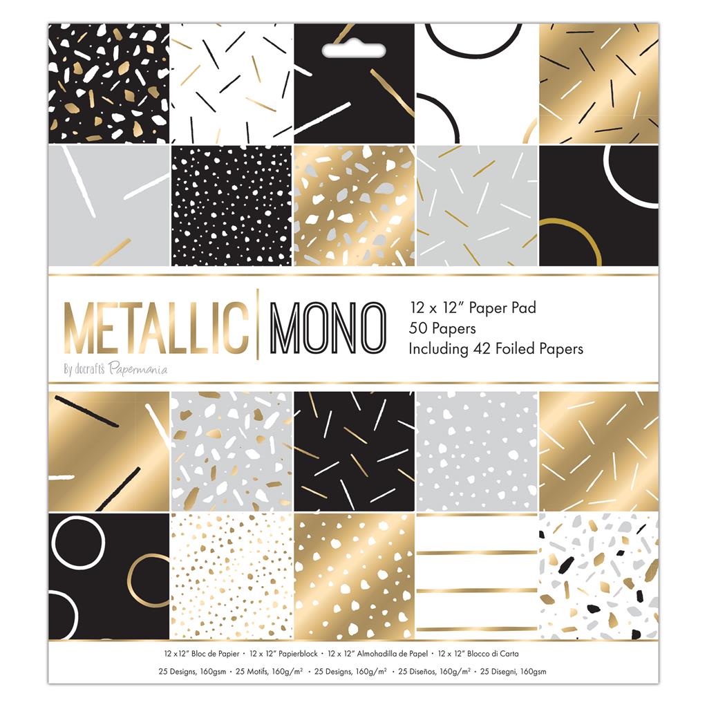 Papermania 12" x 12" Paper Pad - Metallic Mono (50sht)