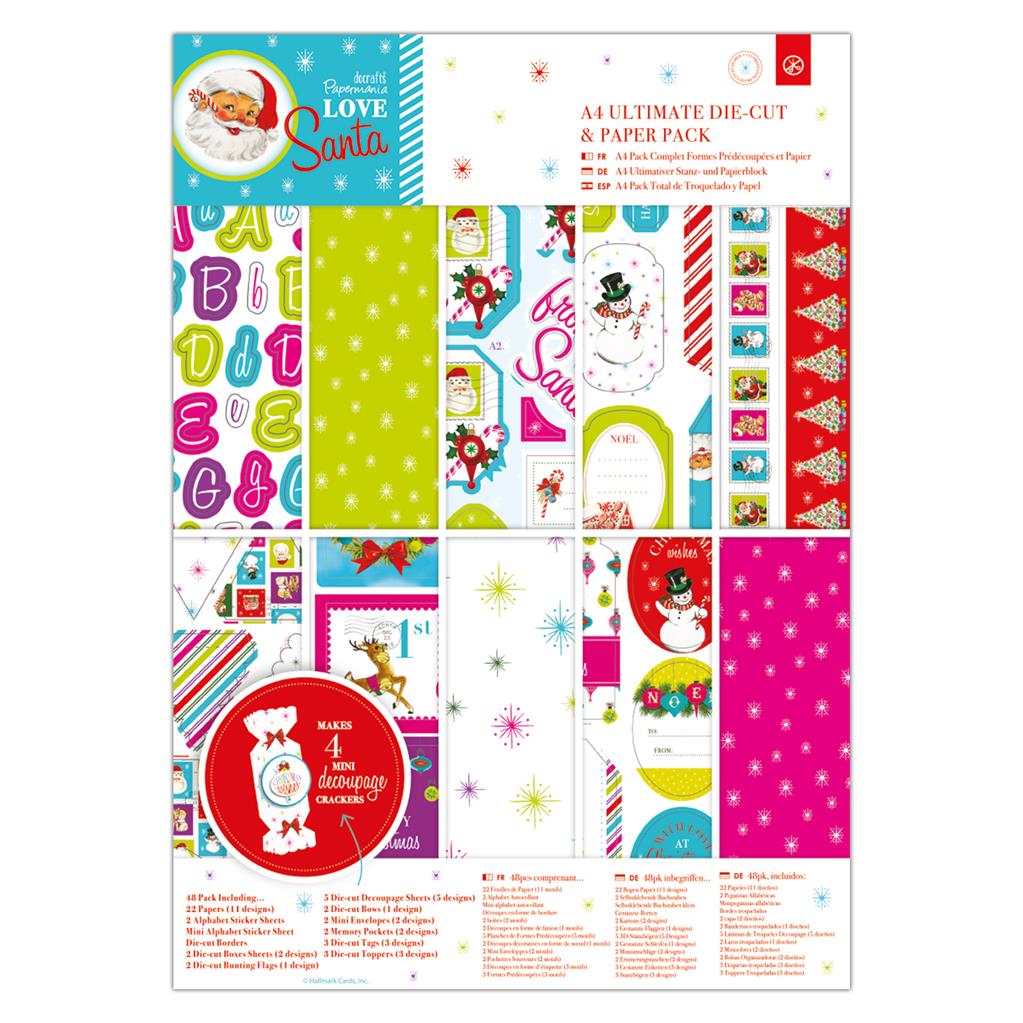 Papermania A4 Ultimate Die-cut & Paper Pack - Love Santa (48pk)