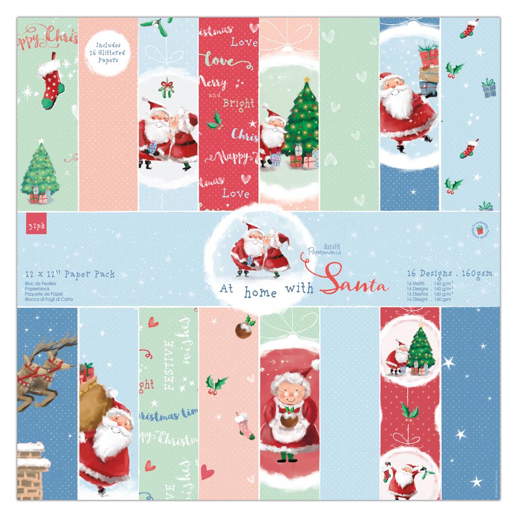 Papermania 12" x 12" Paper Pack - At Home with Santa (32sht)