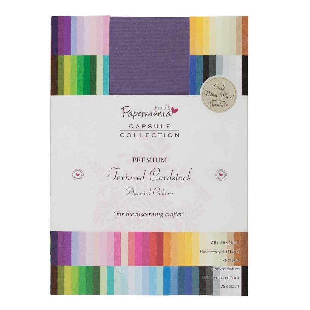 Papermania A5 Premium Texture Coloured Card 216gsm - Capsule Collection (75sht)