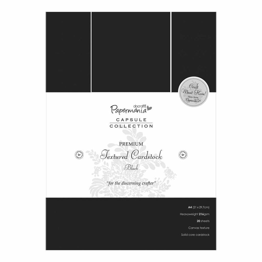 Papermania A4 Premium Textured Black Card 216gsm Capsule Collection (20sht)