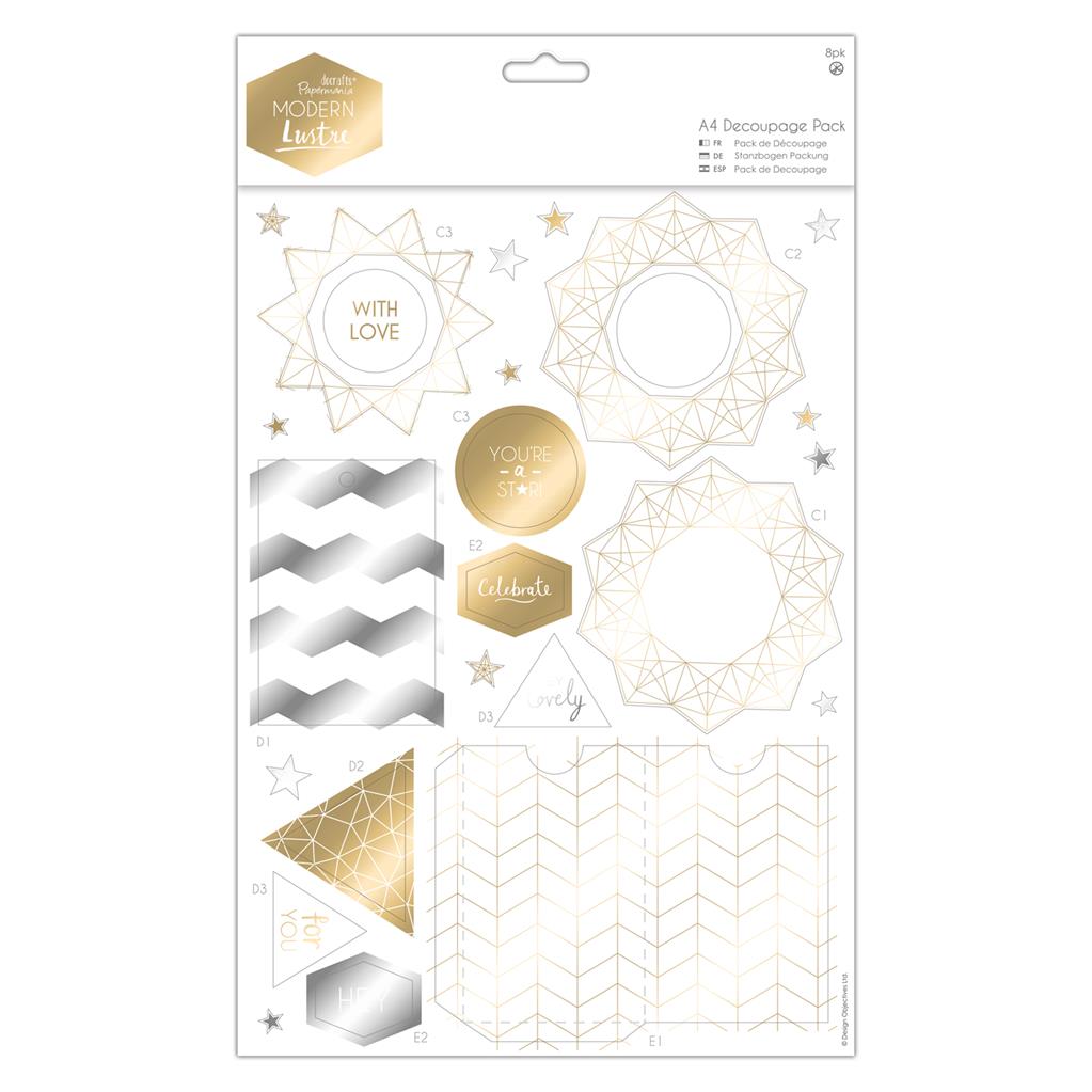 Papermania A4 Decoupage Pack - Modern Lustre