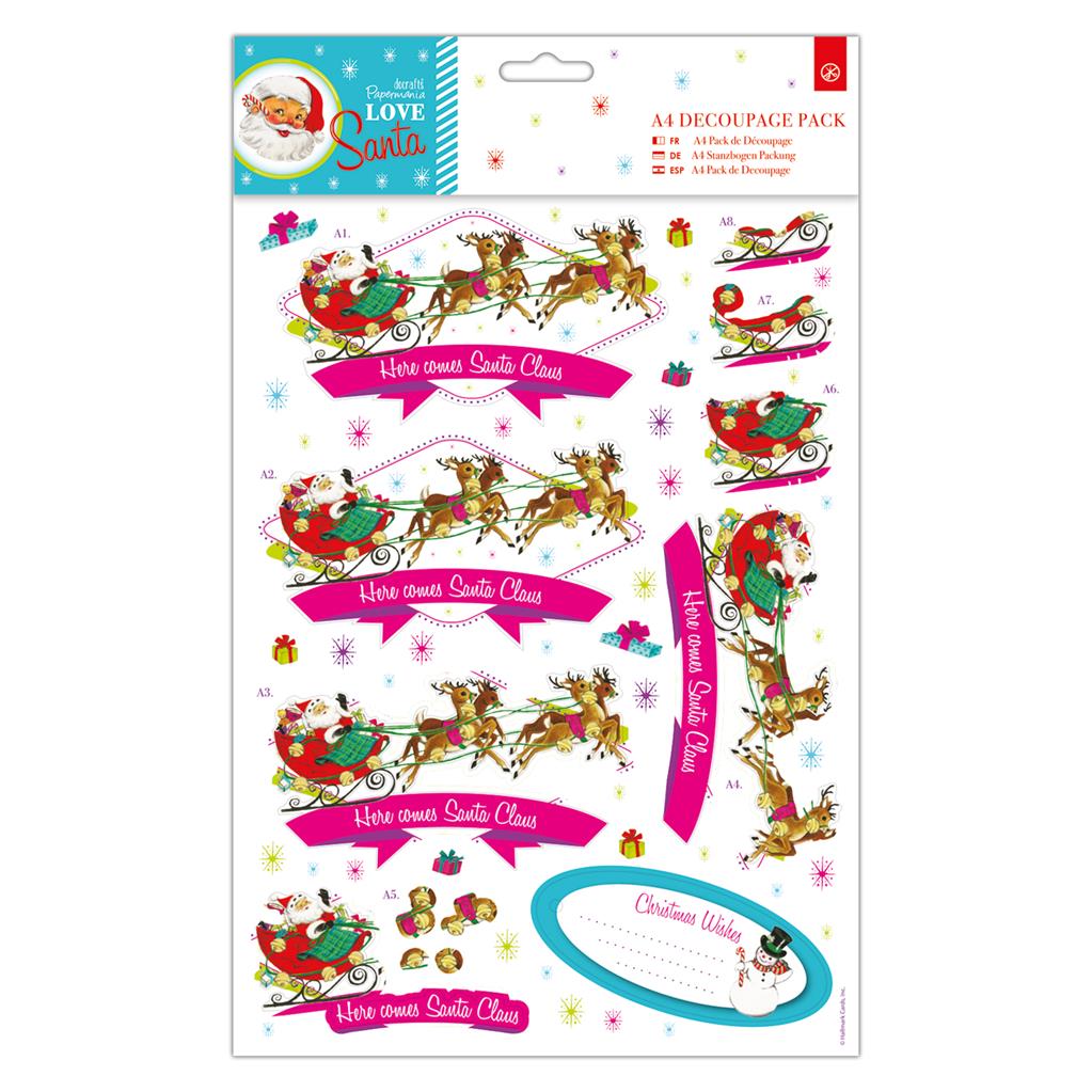 Papermania A4 Decoupage Pack - Love Santa - Santa Claus