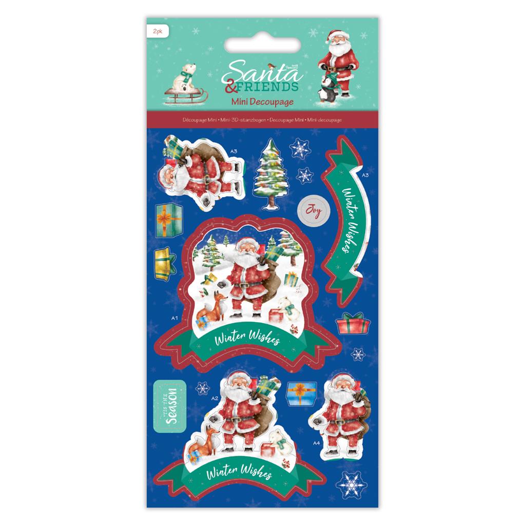 Papermania Wishes Mini Decoupage - Santa and Friends (2pk)