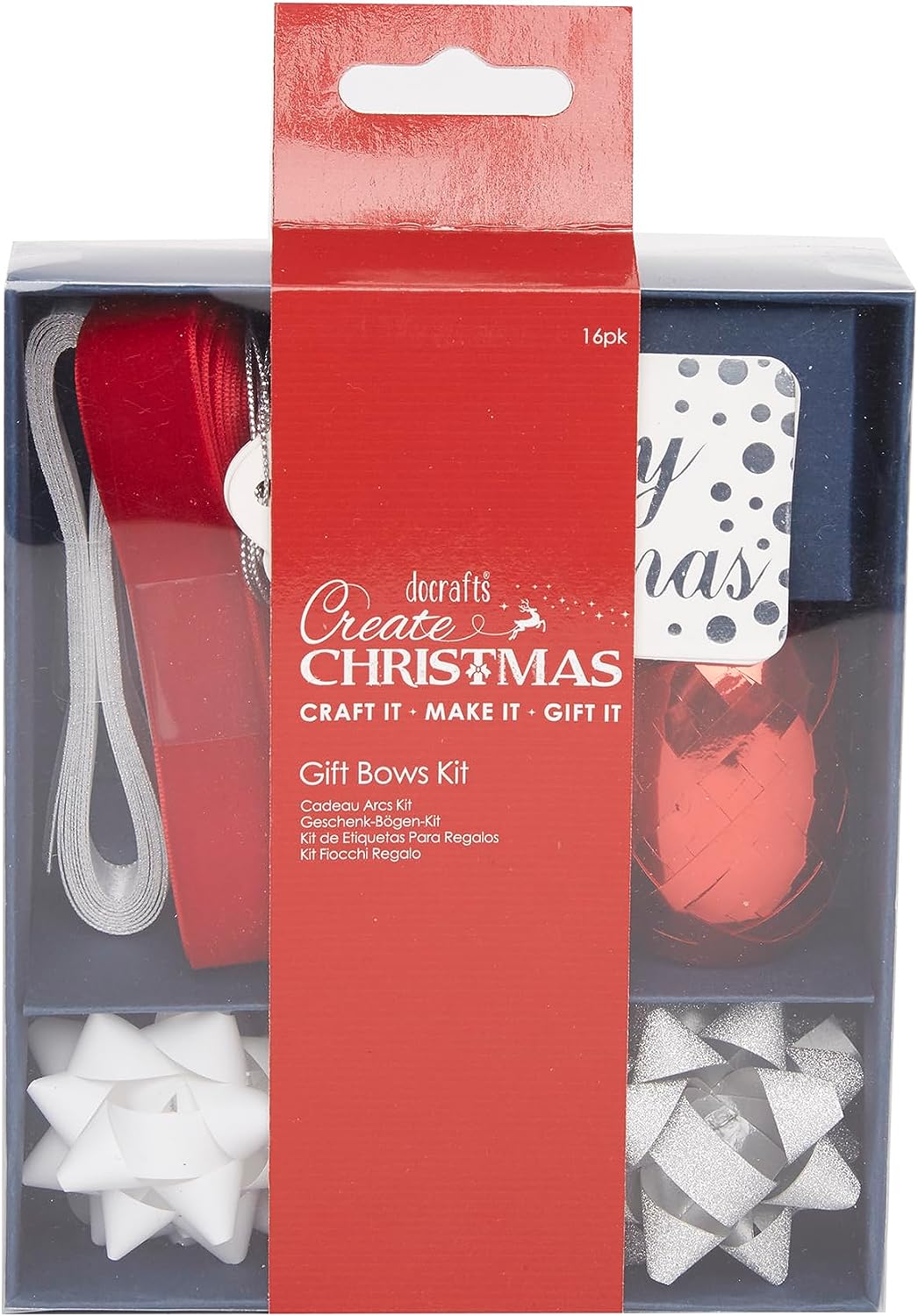 Create Christmas Gift Bows Kit - Red & Silver