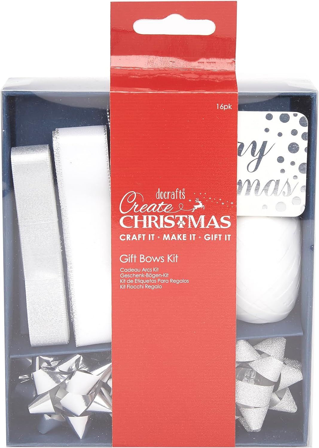 Create Christmas Gift Bows Kit - Silver & White