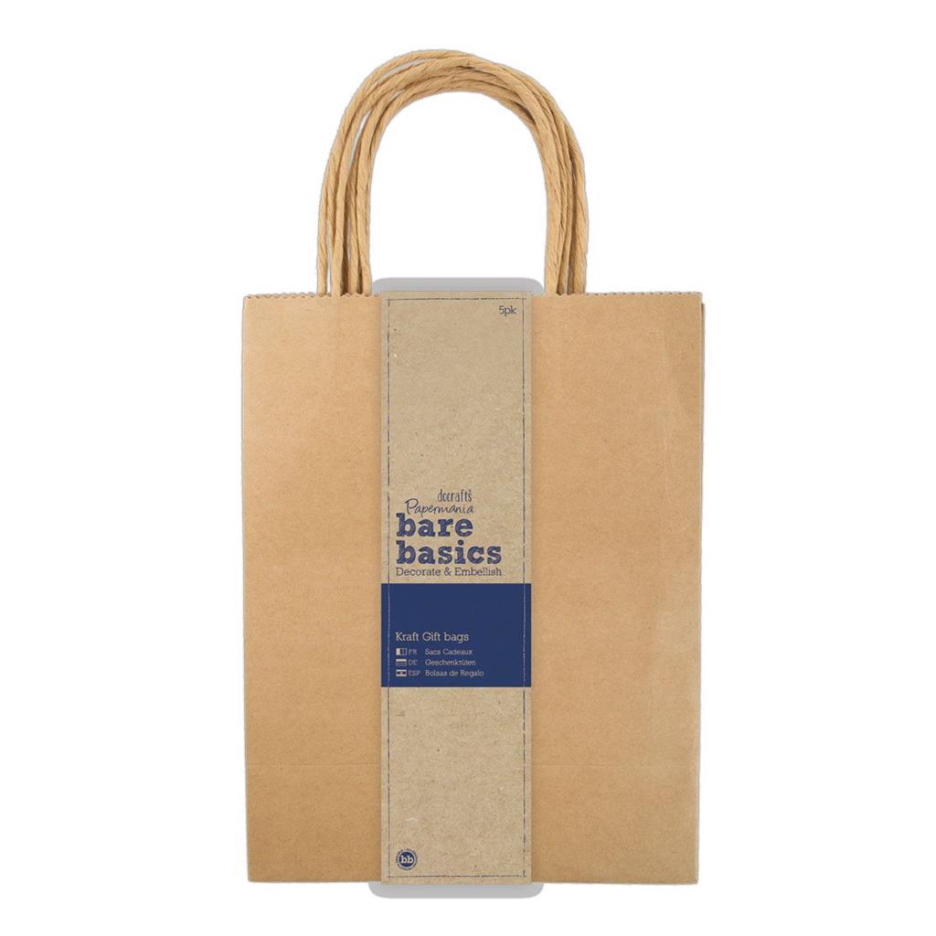 Bare Basics Gift Bags Large Kraft (5pc)