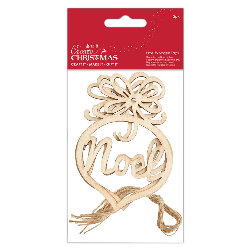 Create Christmas Noel Wooden Tags (3pk)