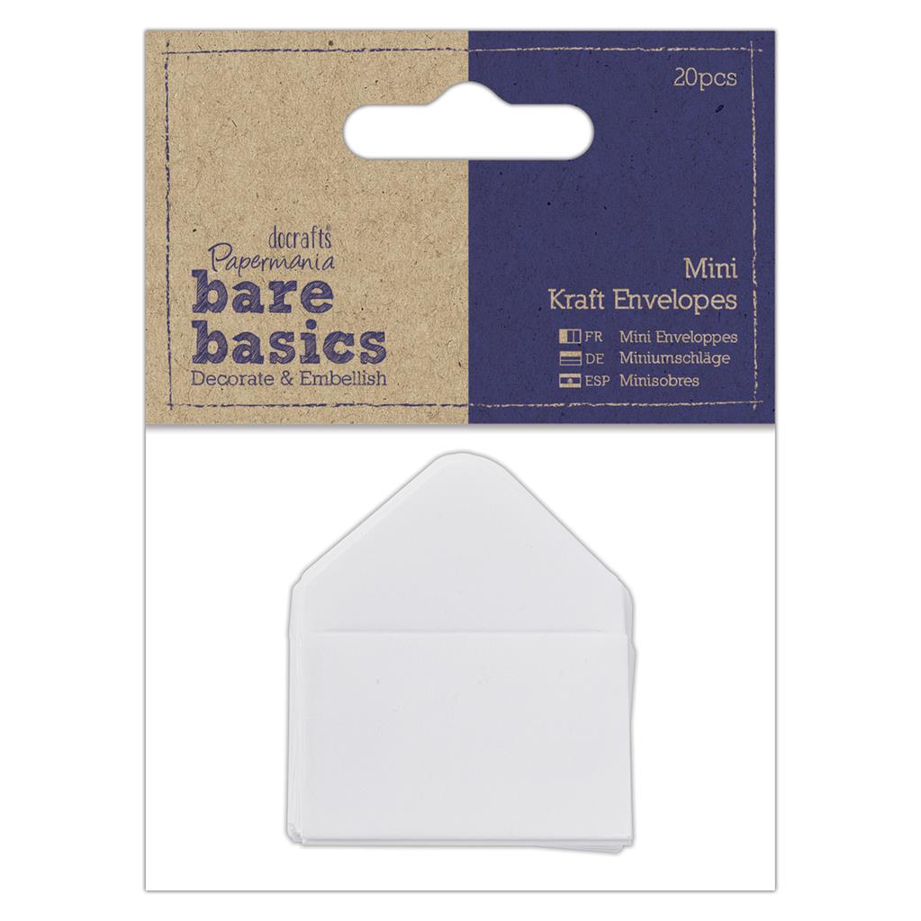 Bare Basics Mini Kraft Envelopes White (20pk)