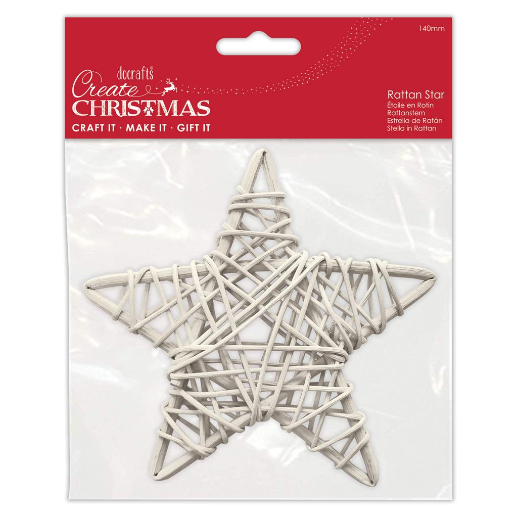 Create Christmas 140mm Rattan Star - White