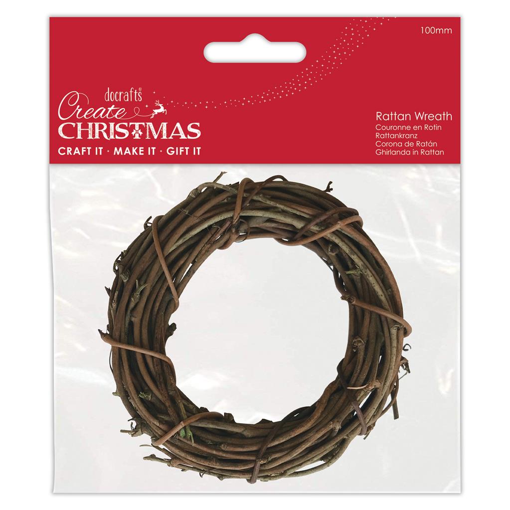 Create Christmas 100mm Rattan Wreath