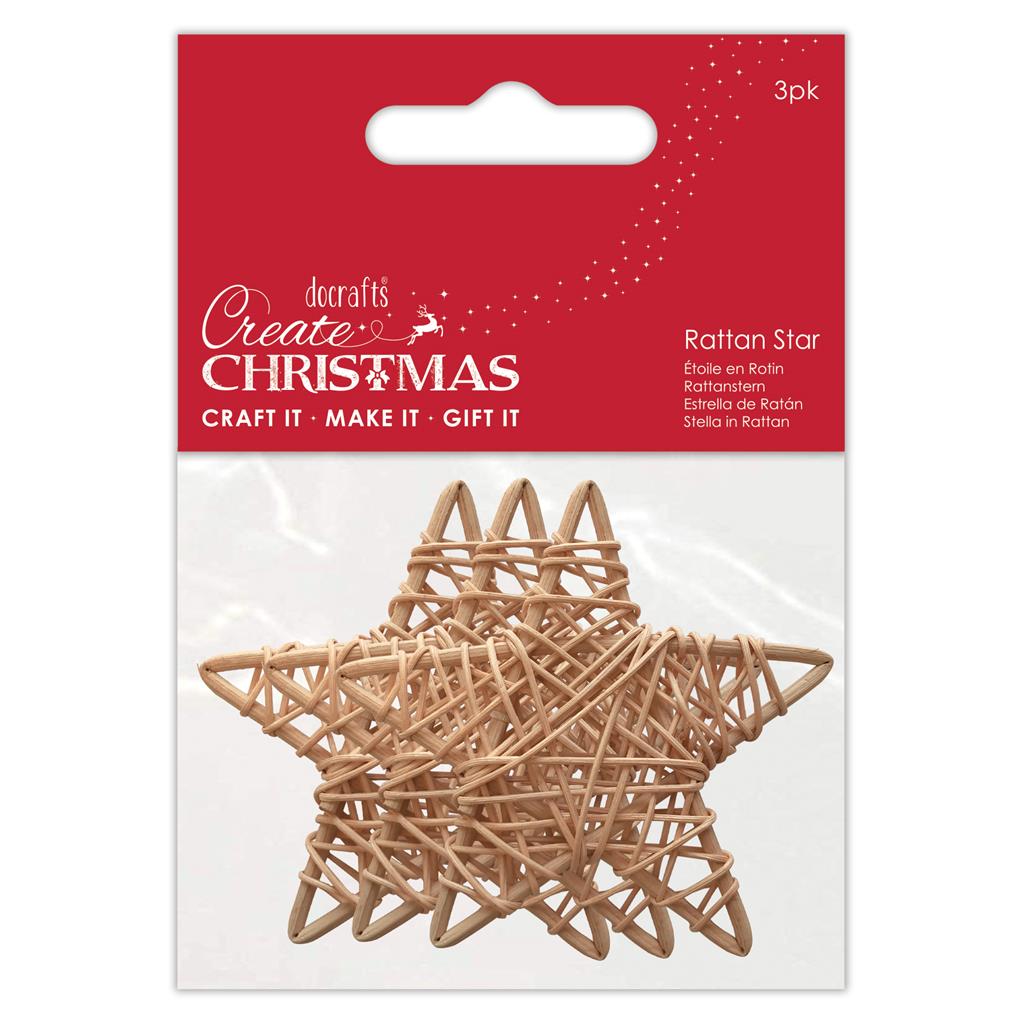 Create Christmas 60mm Rattan Stars (3pk)