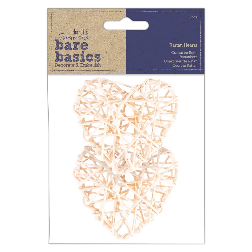 Bare Basics Rattan Hearts 85mm White (2pk)