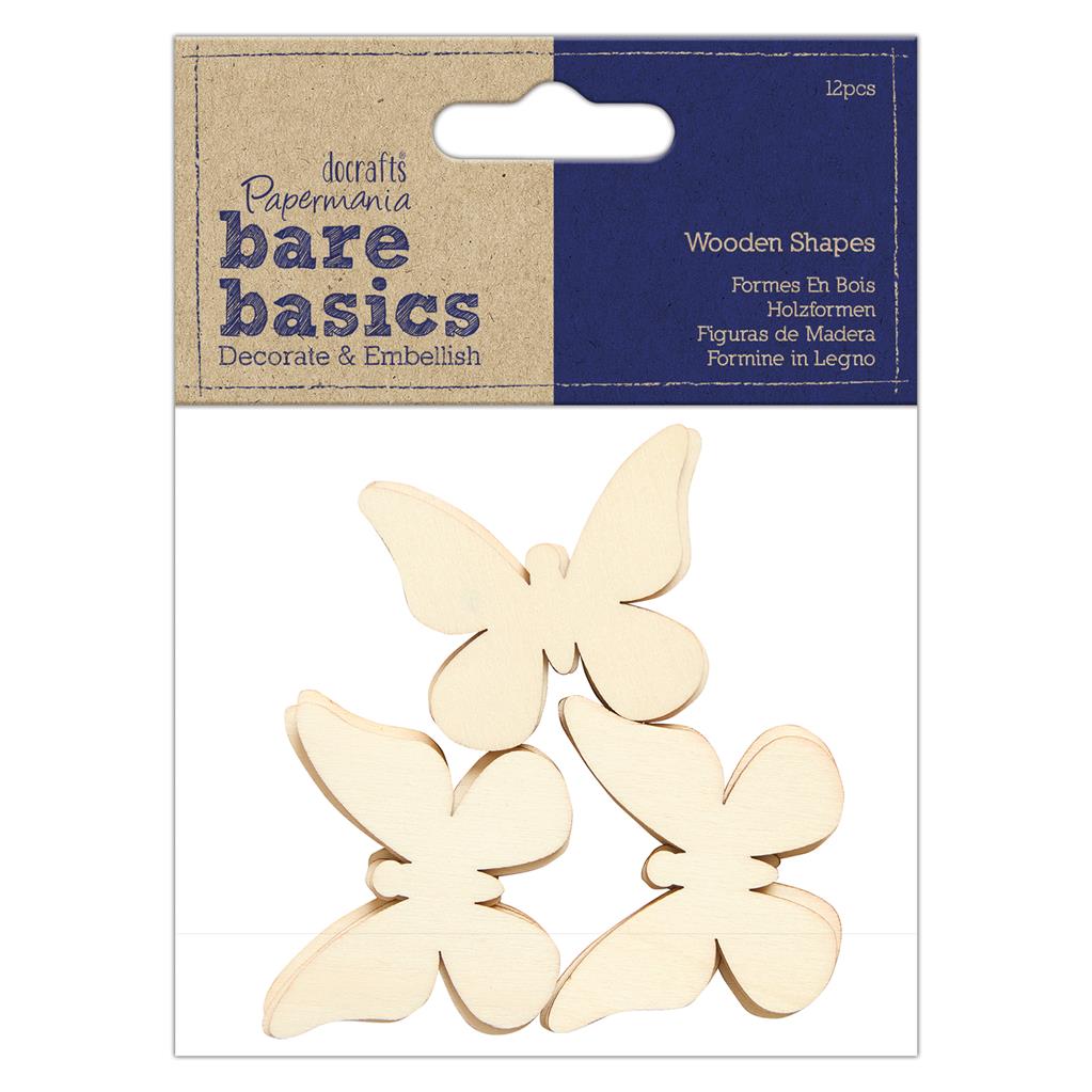 Bare Basics Wooden Shapes - Butterfly (3pc)