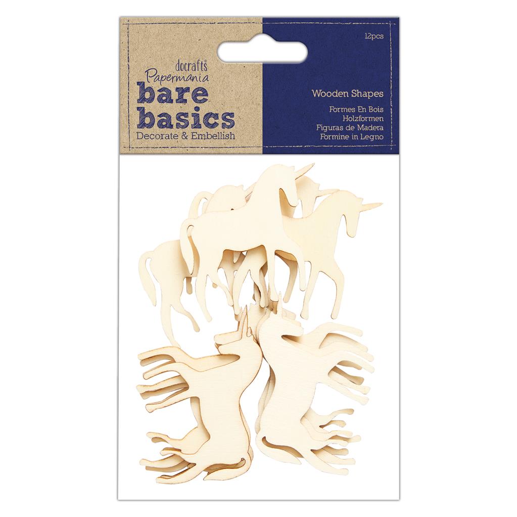 Bare Basics Wooden Shapes - Unicorn (12pc)