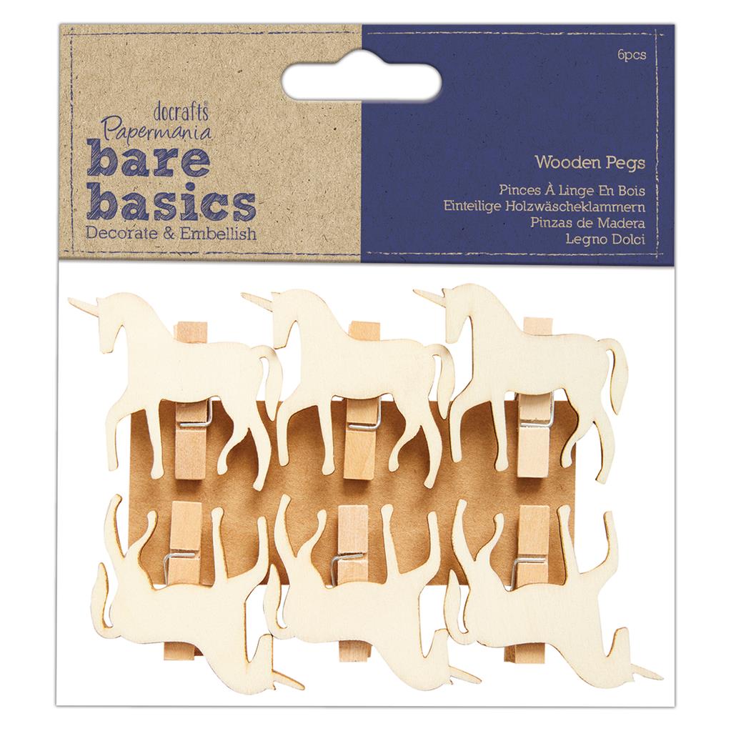 Bare Basics Wooden Pegs - Unicorns (6pc)