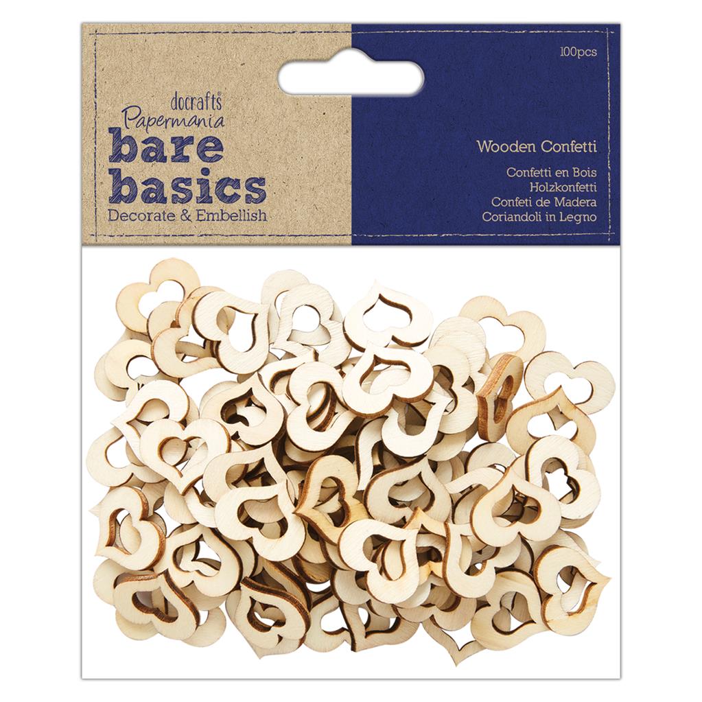 Bare Basics Wooden Heart Confetti (100pc)