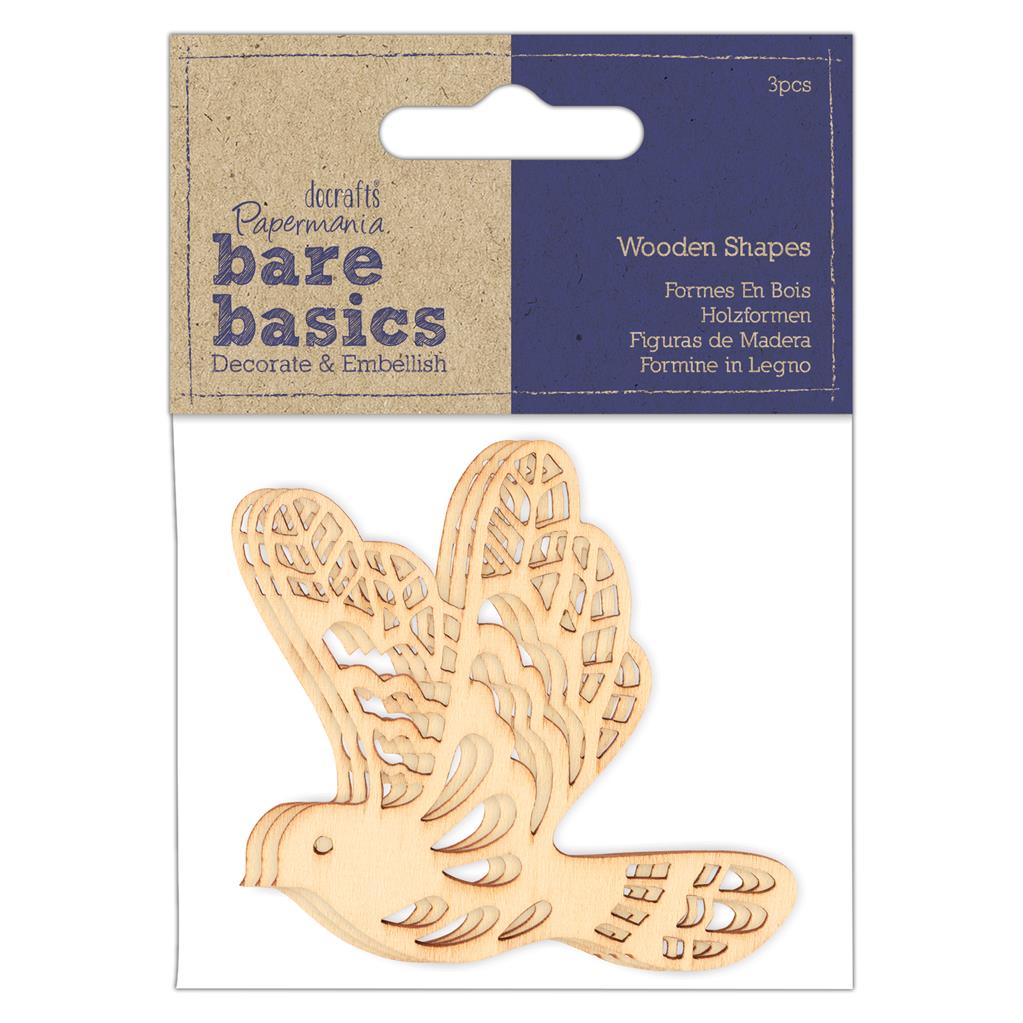 Bare Basics Wooden Shapes - Laser Cut Birds (3pc)