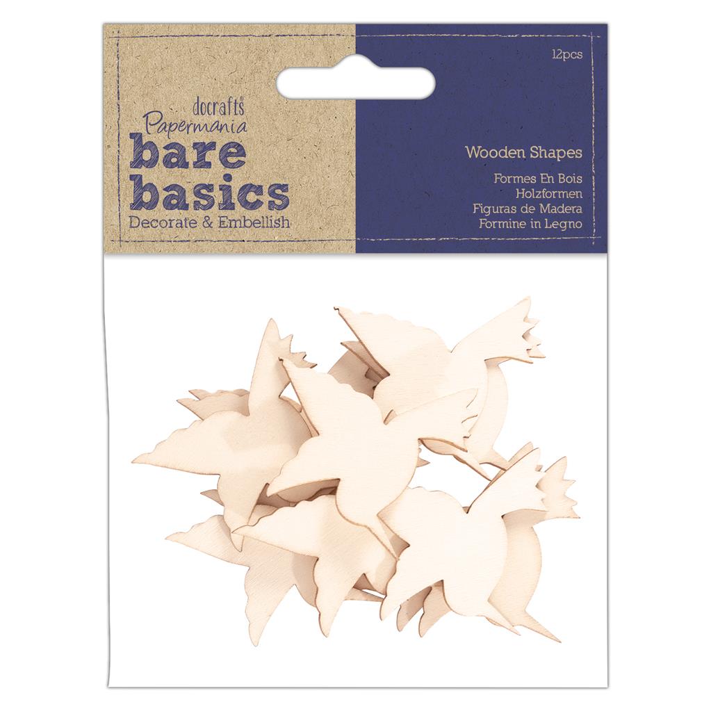 Bare Basics Wooden Shapes - Hummingbirds (12pk)