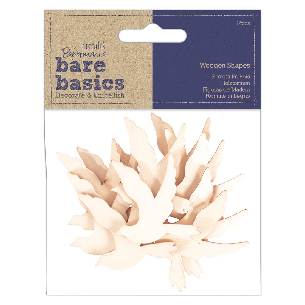 Bare Basics Wooden Shapes - Doves (12pk)