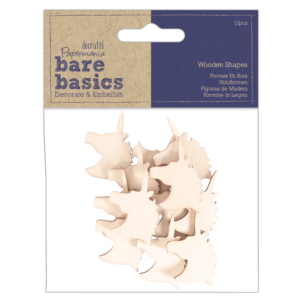 Bare Basics Wooden Shapes - Unicorn Heads (12pk)