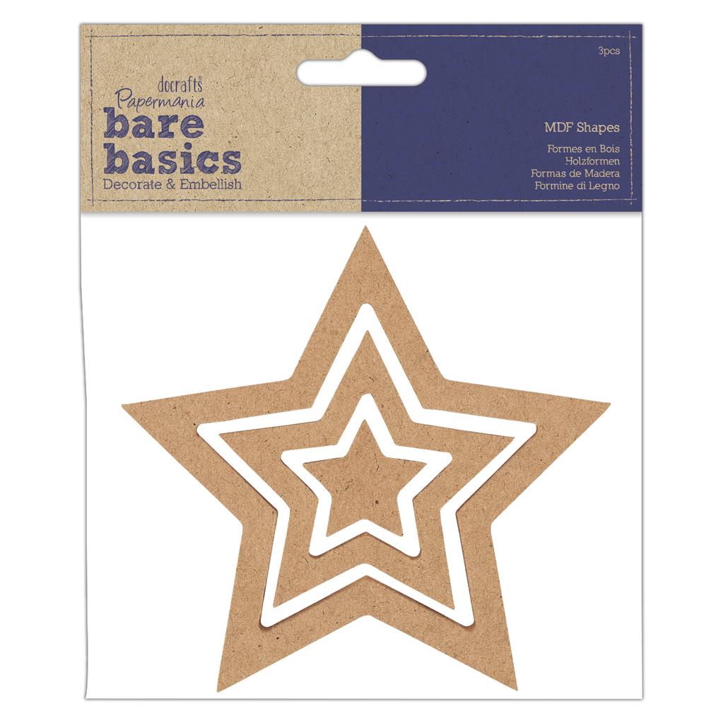 Bare Basics MDF Nesting Shapes - Stars (3pc)