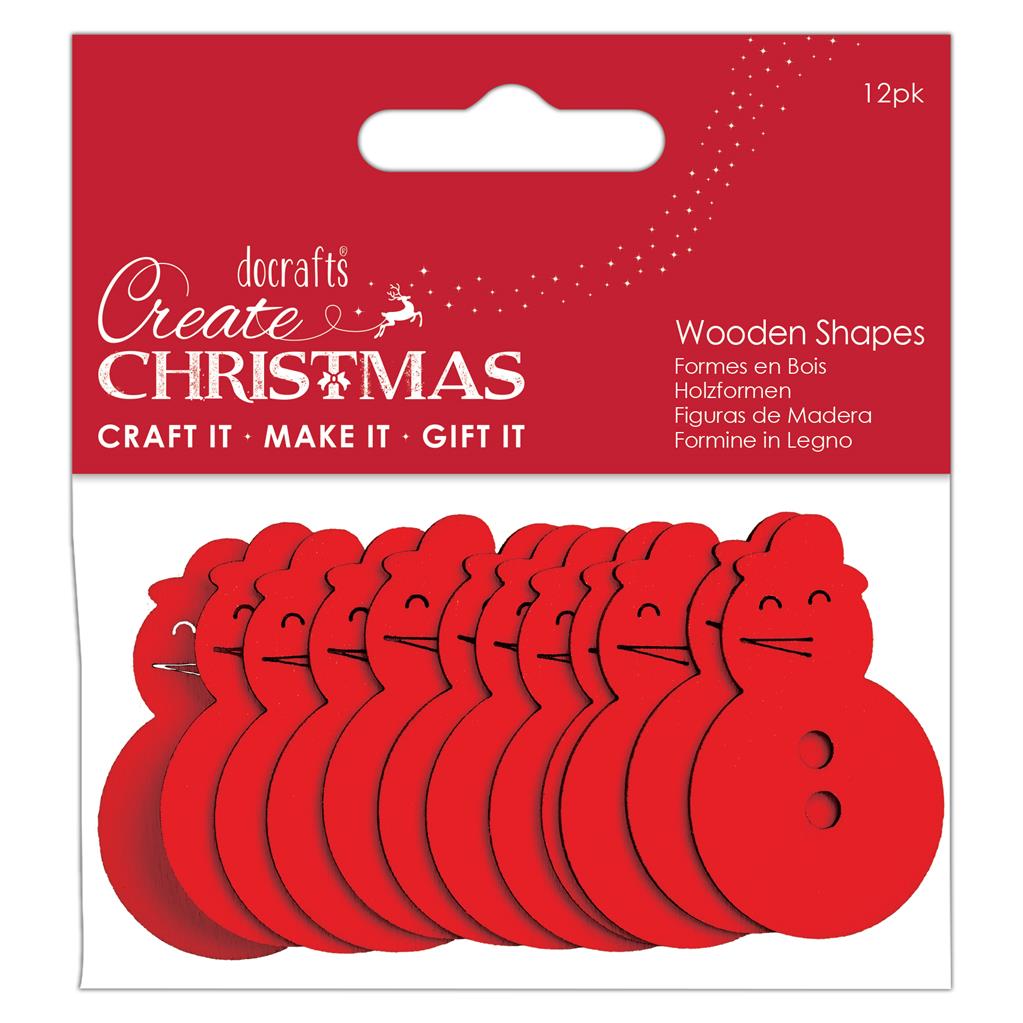 Create Christmas Wooden Shapes - Snowman Red (12pk)