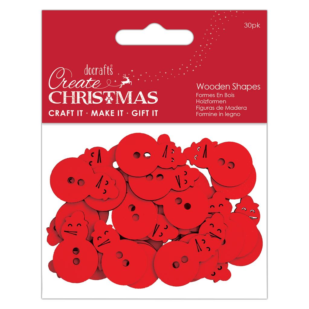 Create Christmas Wooden Shapes - Mini Snowman Red (30pk)