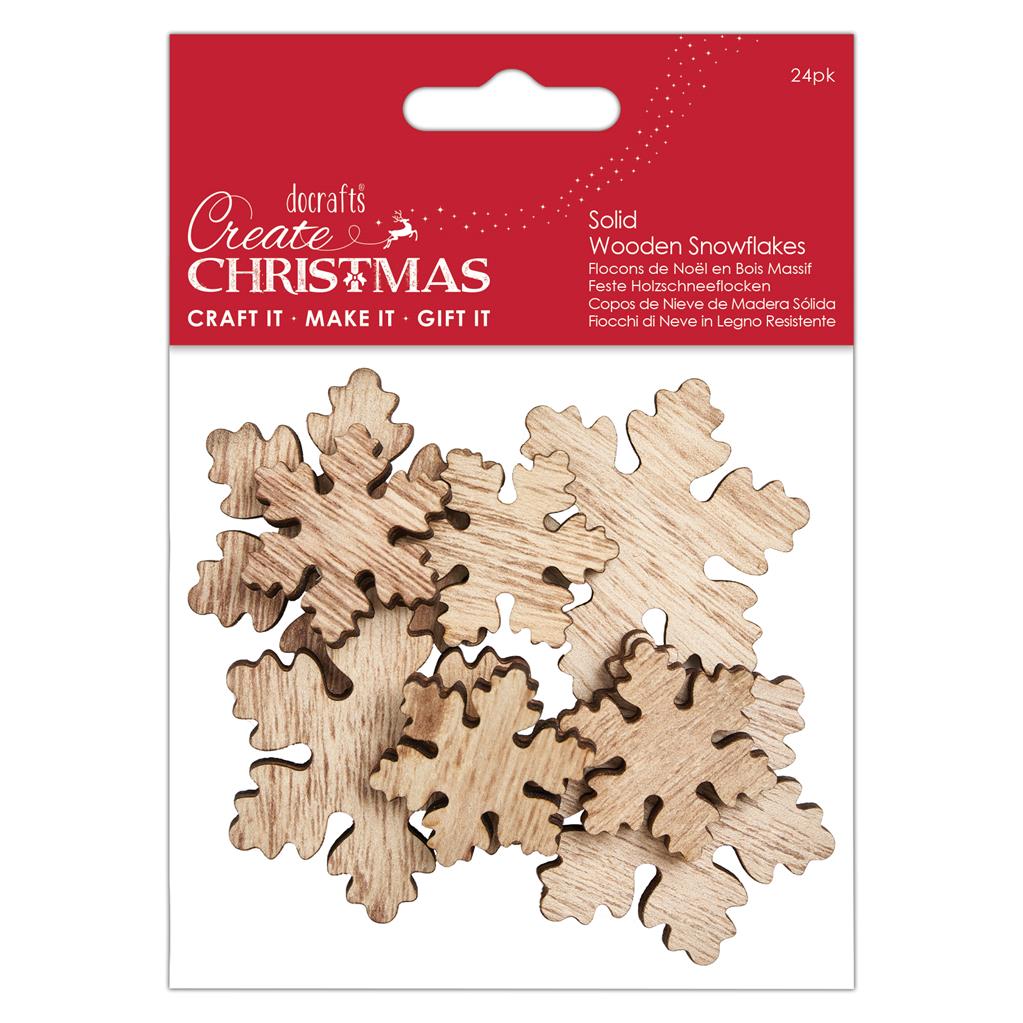 Create Christmas Solid Wooden Snowflakes (24pcs)