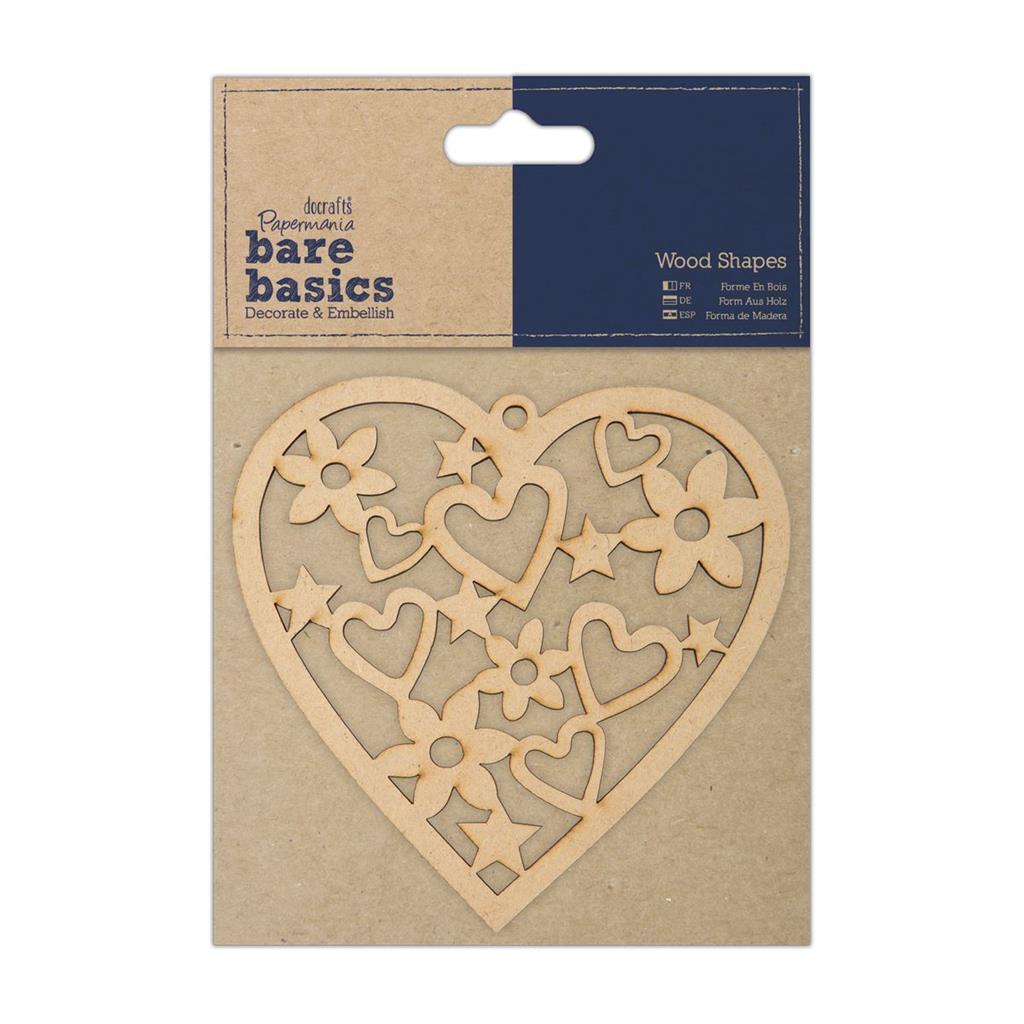 Bare Basics Wooden Shapes - Heart (Single)