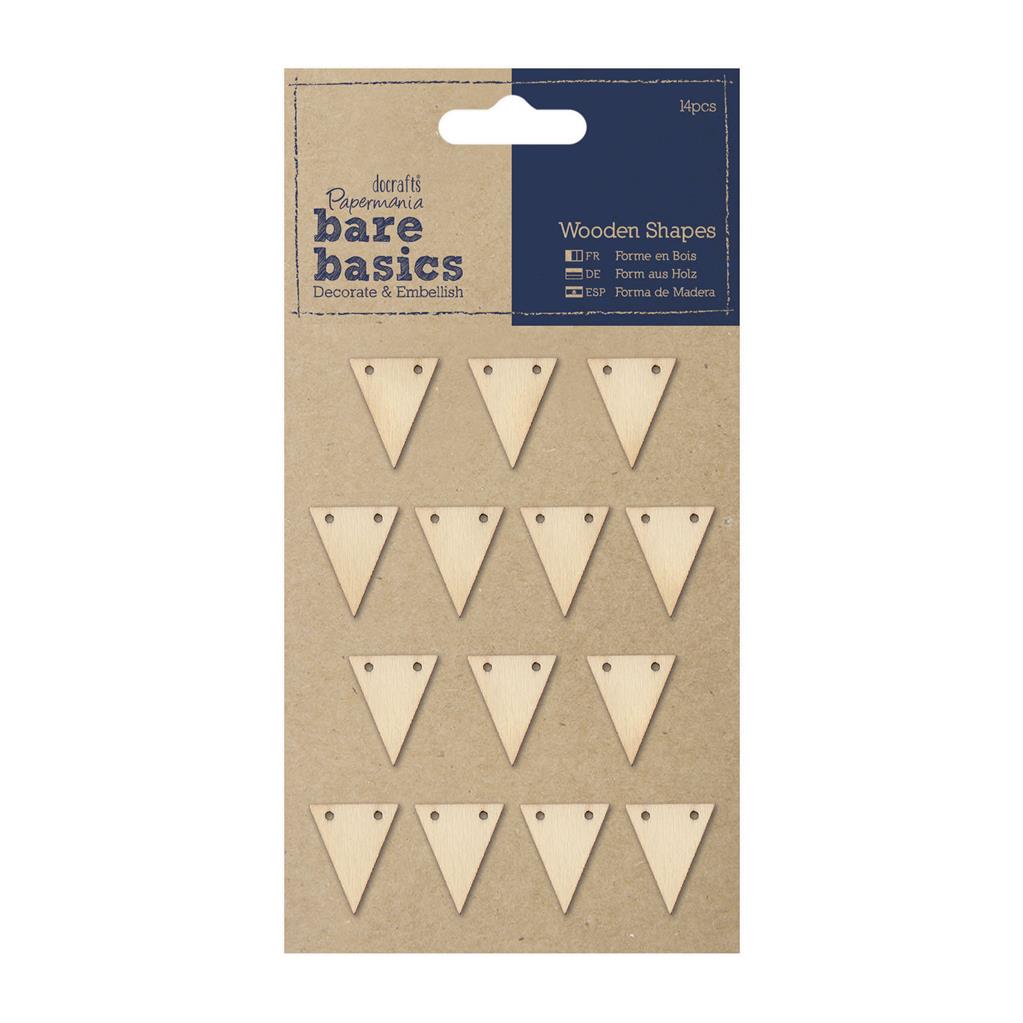 Bare Basics Wooden Adhesive Shapes - Mini Flags (14pk)