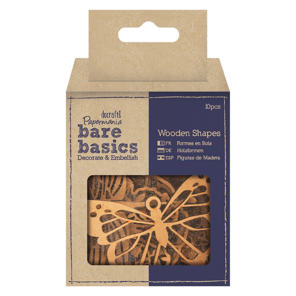 Bare Basics Wooden Shapes - Florals Butterflies & Dragonflies (10pc)