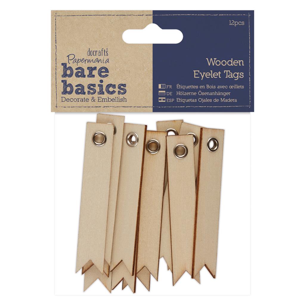 Bare Basics Wooden Eyelet Tags (12pk)