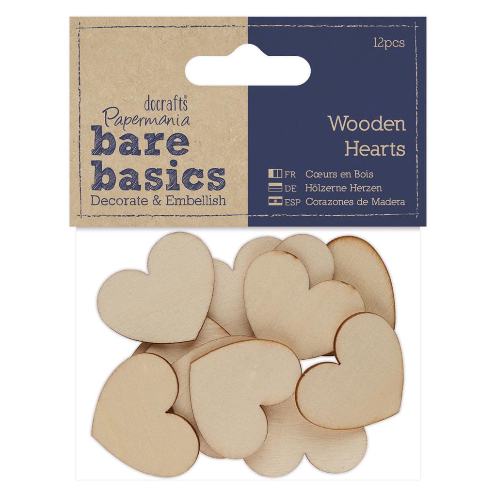 Bare Basics Wooden Hearts (12pk)