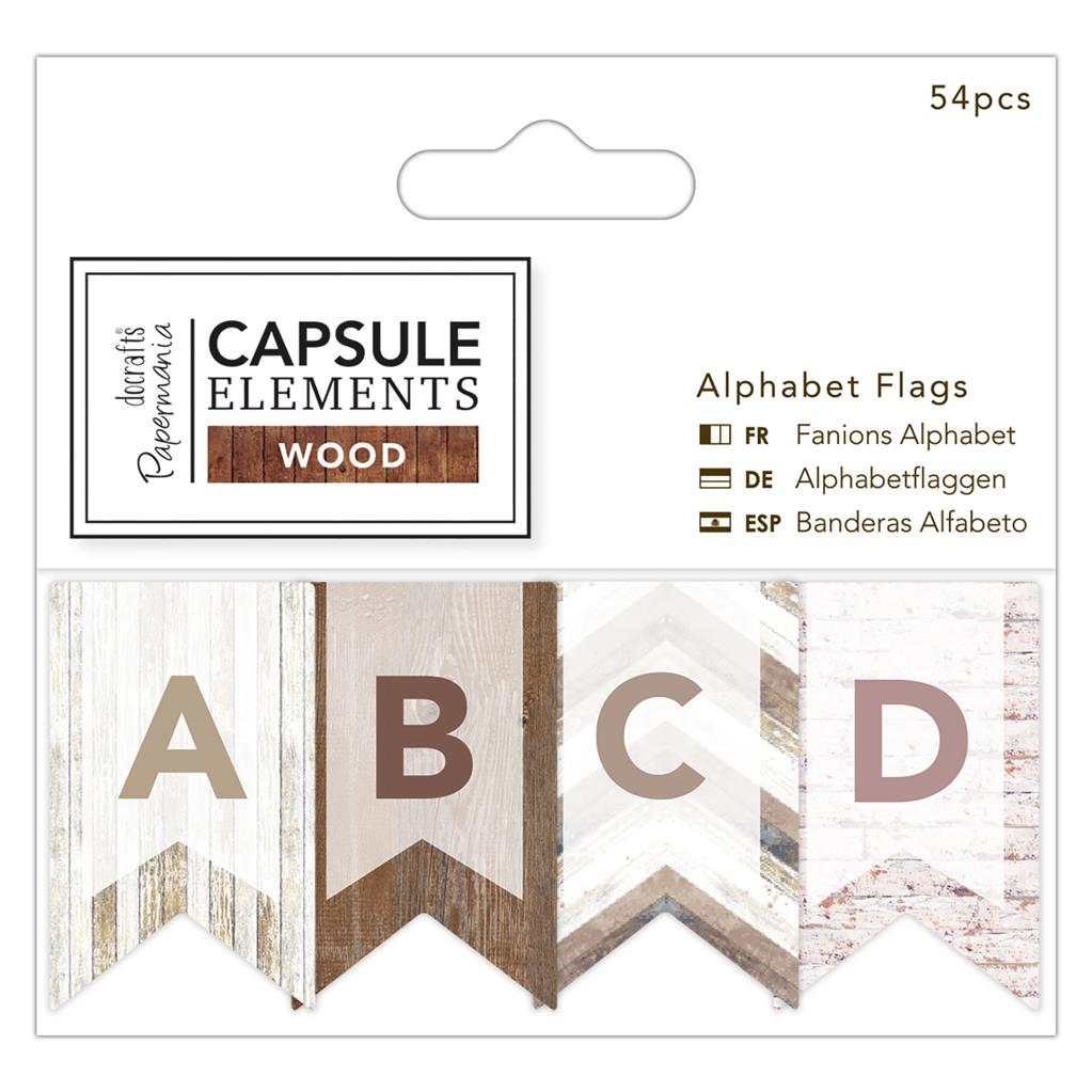 Papermania Capsile Elements Wood Alphabet Flags (54pcs)