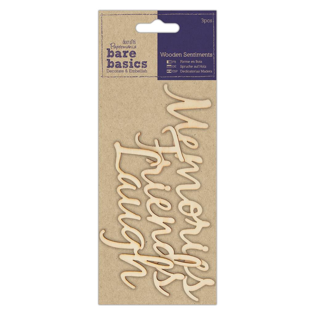 Bare Basics Wooden Sentiments - Friends Laugh Memories (3pcs)