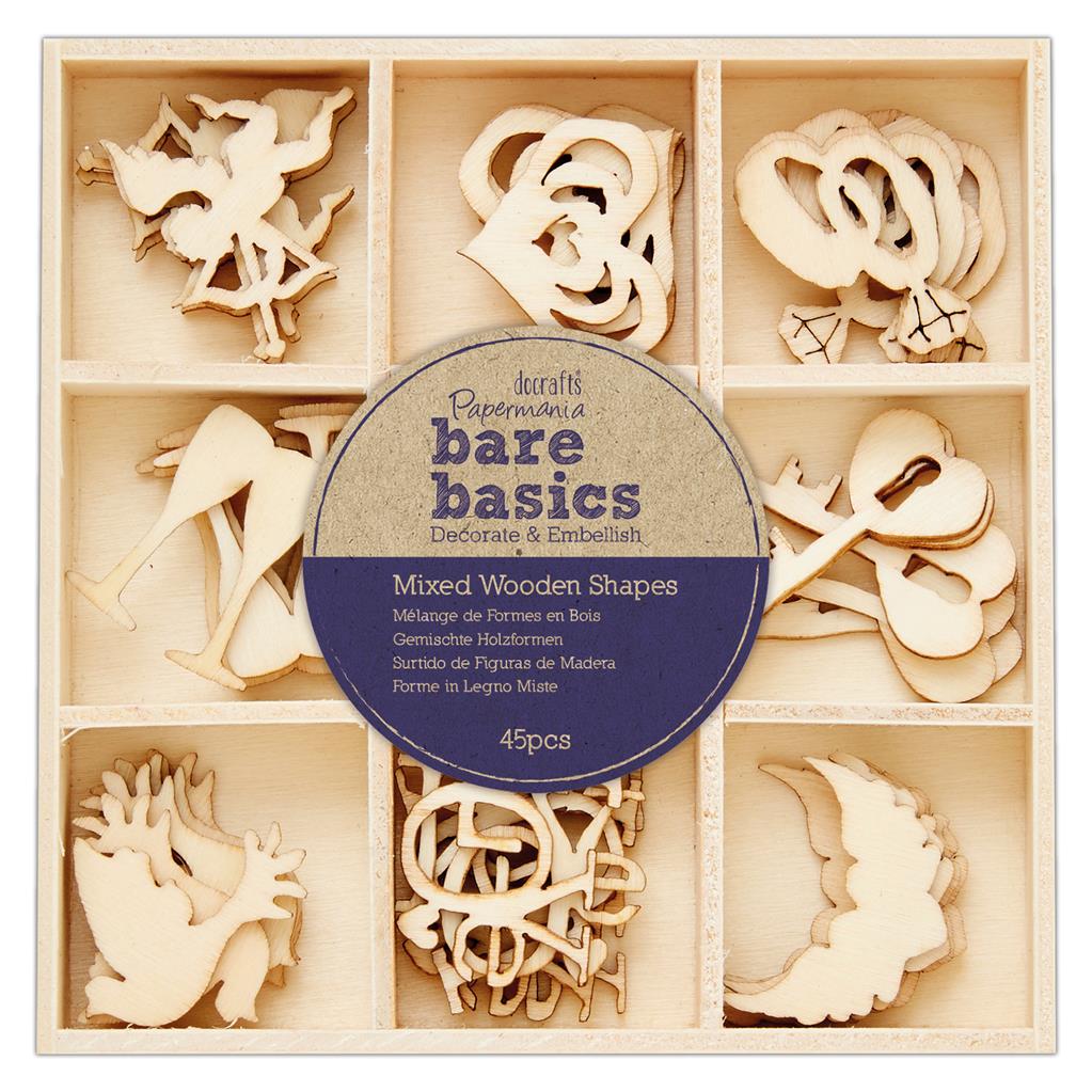 Bare Basics Mixed Wooden Shapes - Wedding (45pk)