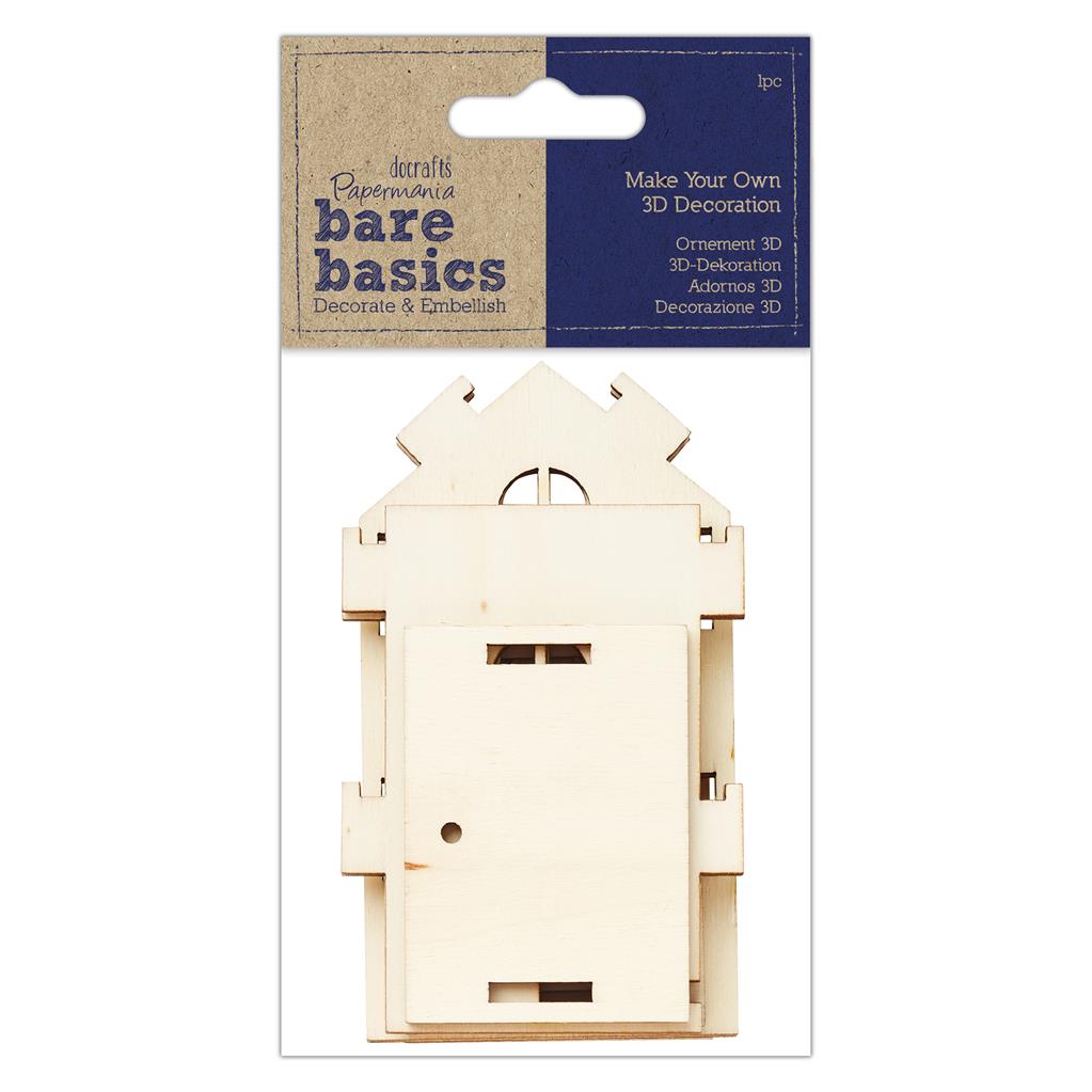 Bare Basics Make Your Own 3D Decoration -  Medium Wooden House