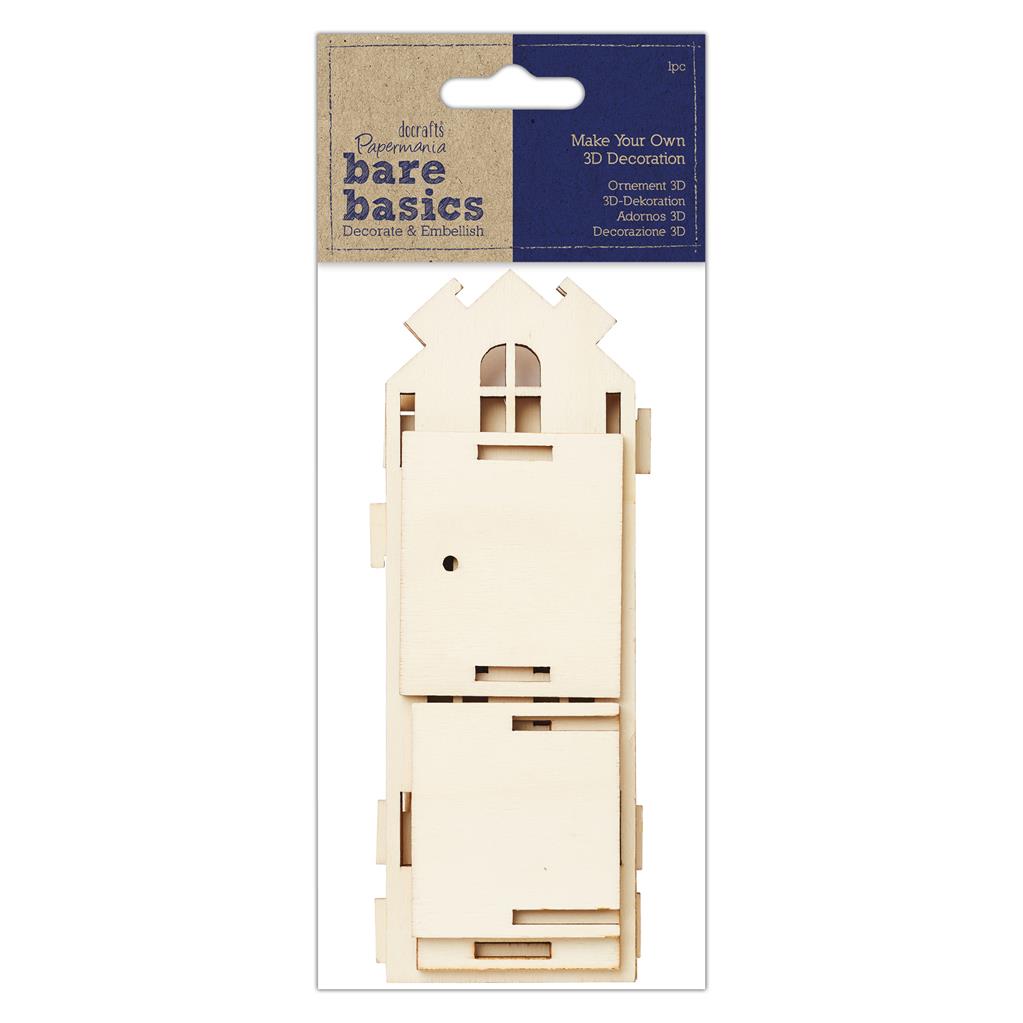 Bare Basics Make Your Own 3D Decoration - Tall Wooden House