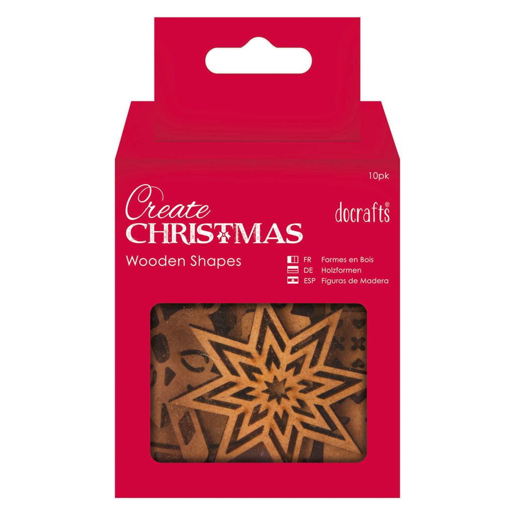 Create Christmas Wooden Shapes - Mixed Icons (10pk)