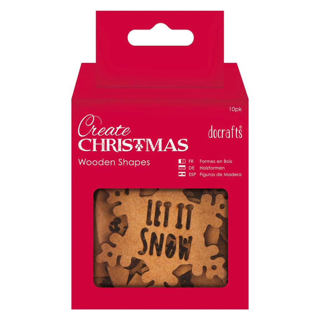 Create Christmas Wooden Shapes - Sentiments (10pk)