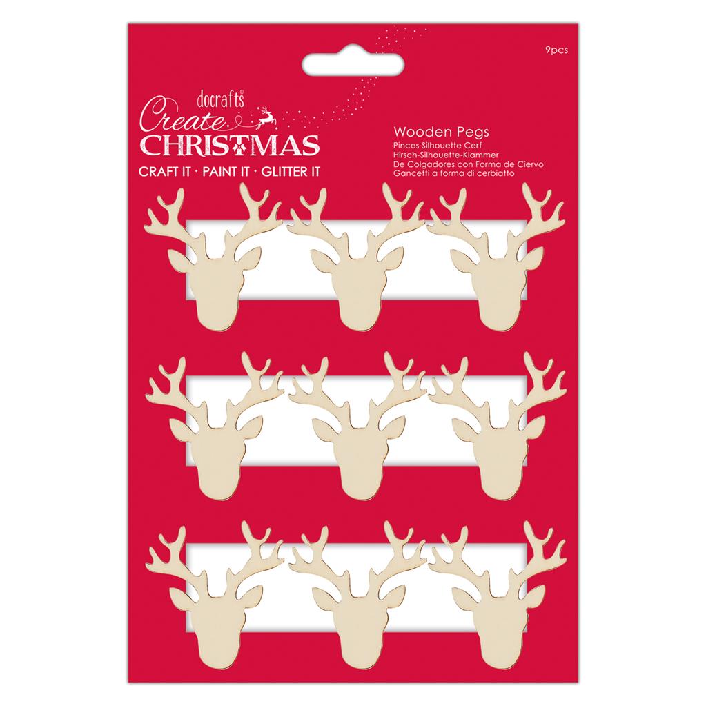 Create Christmas Stag Silhouette Pegs (9pk)