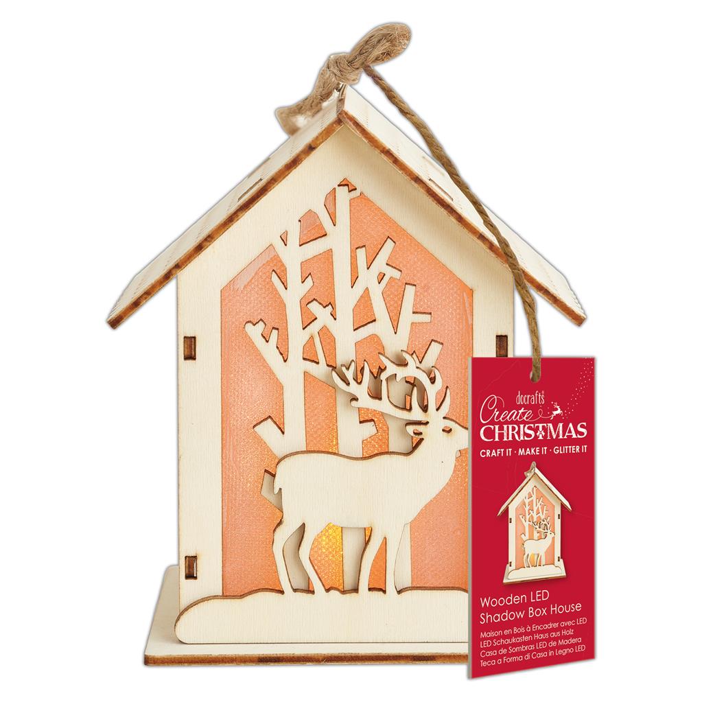 Create Christmas Wooden LED Shadow Box House - Stag