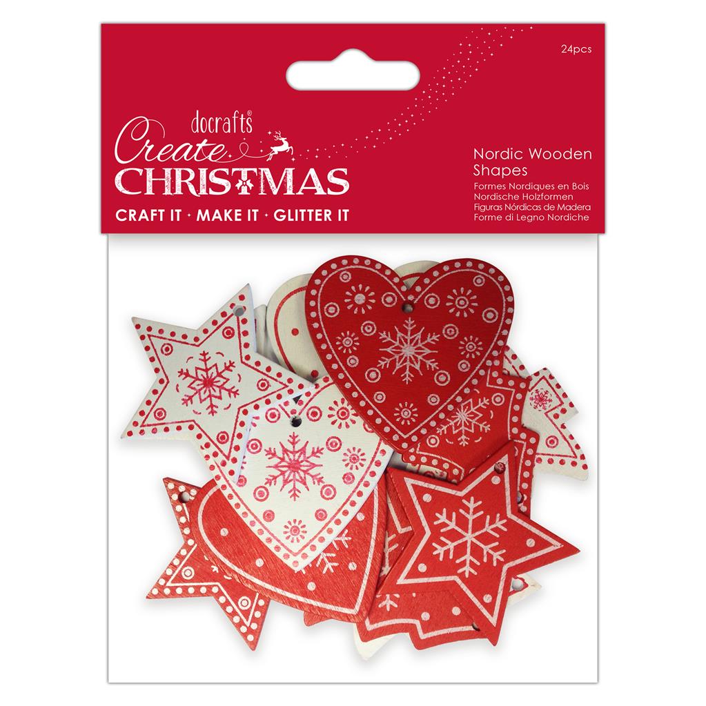 Create Christmas Nordic Wooden Shapes (24pk)