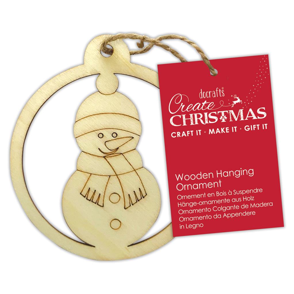 Create Christmas Wooden Hanging Ornament - Snowman